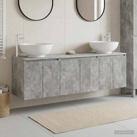 vidaXL Bathroom Cabinet Set 3 pcs Concrete Grey 161.5 x 44.5 x 80 cm (1/5)