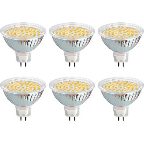 Ampoule GU5.3 LED 12V 5W Blanc Froid 6000K, Ø50mm, 120 Degrés, Équivalent GU5.3 35W 50W, 500LM, AC/DC 12V, Spot LED MR16 GU5.3 pour Cuisine/Salle de Bain/Armoire, Non-dimmable, lot de 6 (1/5)