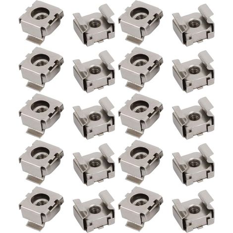 20 pcs écrou cage M4 en acier au carbone nickelé pour serveur étagère armoire (1/2)
