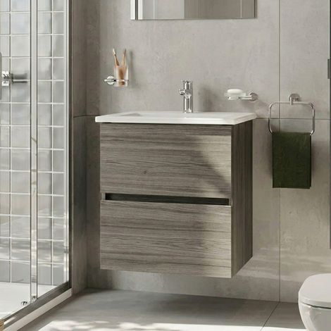 Vitra S20 Square Wall Hung 2-Drawer Vanity Unit and Basin 600mm Wide - Cordoba (1/3)