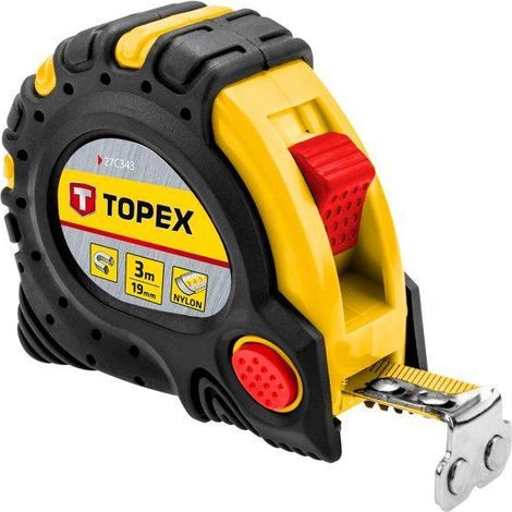 Flessometro - metro a nastro estendibile topex in acciaio 3m x 19mm terminale magnetico, gto 27c343 (1/3)