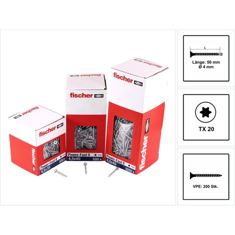 fischer Power-Fast II 4,0x50 SK blvz VG TX 50 100 Stk