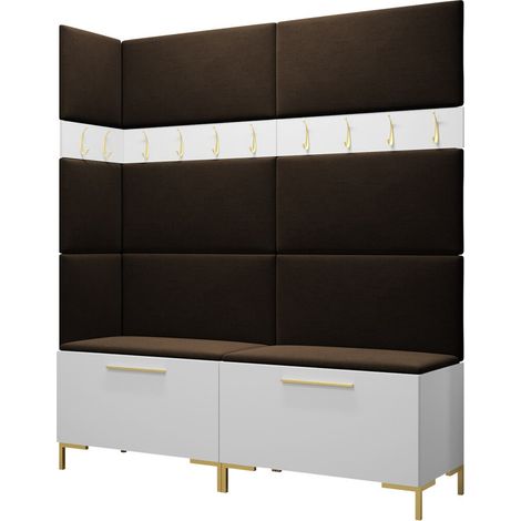 Conjunto para recibidor Nomal V, Blanco, 196x168x46cm, Tapiz, Aglomerado laminado, Colocada, Montada en la pared (1/5)