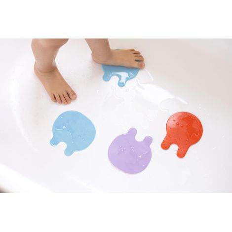 8 pièces - compagnons de bain antidérapants - tapis de bain pour enfants - flexible - facile à appliquer et à nettoyer (8 pièces, bleu coraille) (1/5)