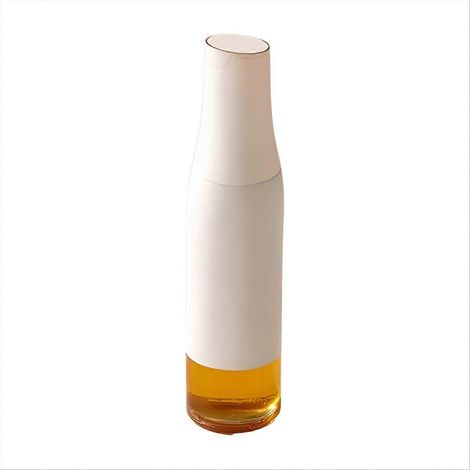 Bouteille à huile en verre blanc avec bec verseur automatique pour vinaigrette et huile d'olive, contenant condiment, distributeur pratique de cuisine (1/5)