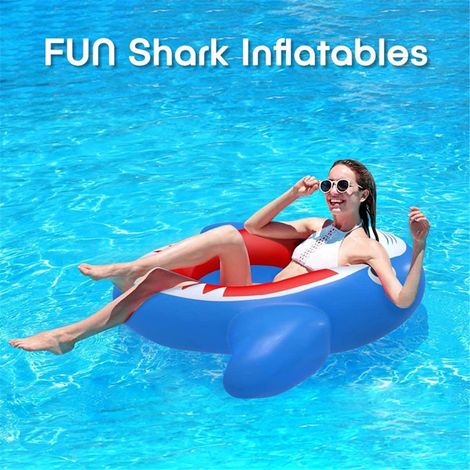Aufblasbare Pool-Schwimmtiere, Sommer-Strand-Pool-Spielzeug, weiches, strapazierfähiges Hai-Schwimmbett (1/5)