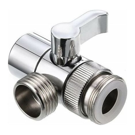 Duschsäulenumsteller, 3-Wege-Ventil aus massivem Messing, kompatibel mit Duschschläuchen, Wasserdurchflussregelung (silber), AB (1/5)