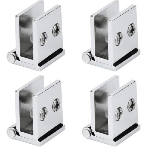 4er-Set Scharniere für Glastüren, Öffnungswinkel 0°, Klemmscharniere für Küchenmöbel, Vitrinen, Duschen, für Glas mit einer Dicke von 5 mm (1/4)