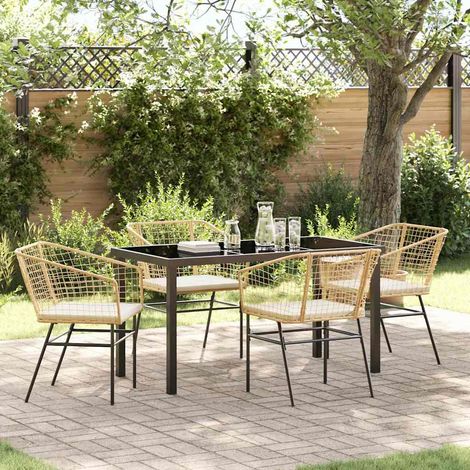 Garten Essgruppe 5 pcs Braun Poly-Rattan (1/5)