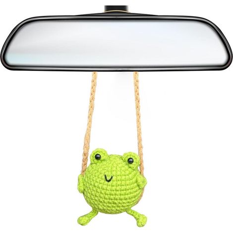 Häkel-Frosch Anhänger für Auto Rückspiegel, Glücksbringer Deko Geschenk (1/5)