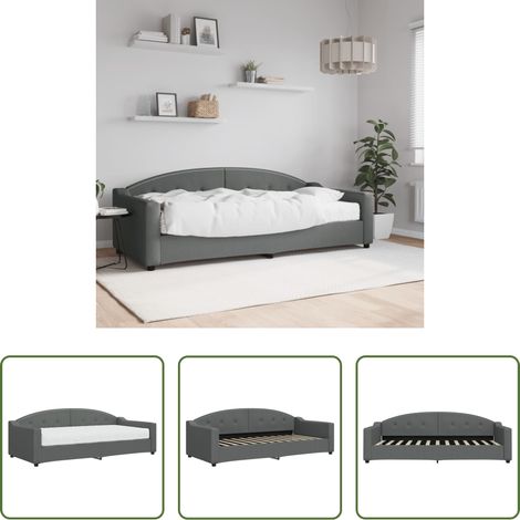 Schlafsofa - Tagesbett mit Matratze Dunkelgrau 90x200 cm Stoff (1/5)