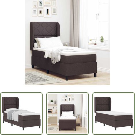 vidaXL Schlafzimmer - Boxspringbett mit Matratze Dunkelbraun 80 x 200 cm Stoff (1/5)