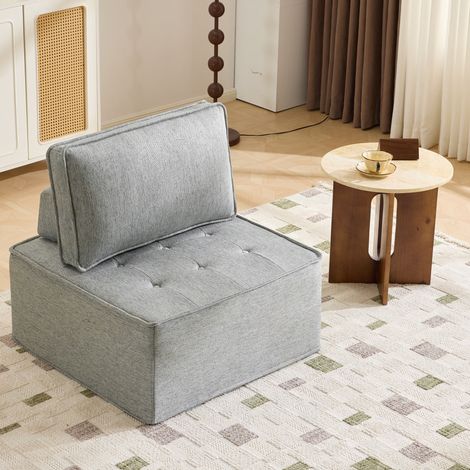 Canapé modulable compact pour petit espace gris clair OKMYHOME (1/5)