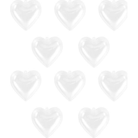 10 pièces de décorations transparentes en forme de cœur pour bonbons, à suspendre au sapin de Noël-6.5x6.5cm (1/2)