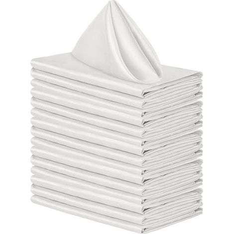 16 serviettes carrées en satin, lustrées, soyeuses et douces, parfaites pour la décoration de réceptions de mariage, mesurant 4343cm, blanches. (1/4)