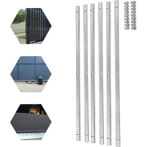 Rails d'ouvre-porte coulissant, 6 packs de crémaillères, construction en acier, Argent (1/5)