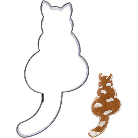 Tagliabiscotti a forma di gatto in acciaio, 8,5 cm