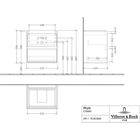 Villeroy & Boch C79400VR Lavabo US Skyla C79400 572x596x