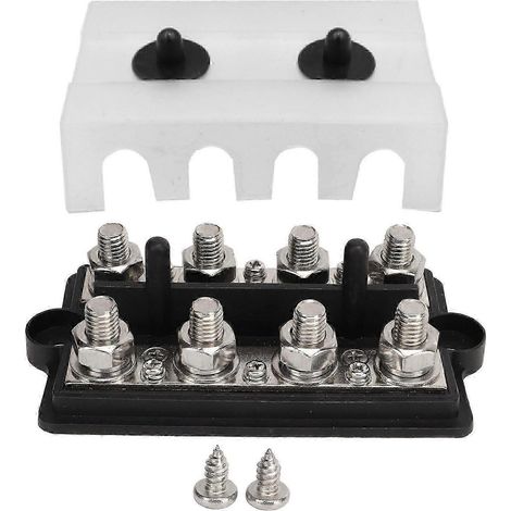 Barre omnibus compatible pour blocs de distribution de bornes de batterie marine et de camping-car, 2 rangées de goujons M8, DC1248V 150A, noire, haute qualité. (1/5)