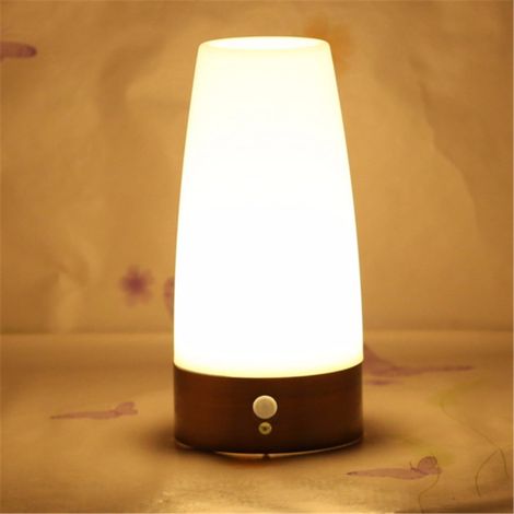 Lámpara de mesa LED con sensor de movimiento PIR, luz de noche para mesita de noche, lámpara de escritorio con 3 modos, moderna lámpara de noche para dormitorio, sala de estar y oficina.