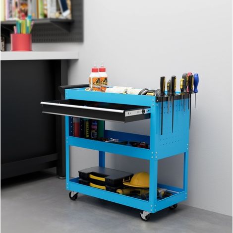 Coffre à outils 3 niveaux, 4 roues, bleu HAVRYA (1/3)