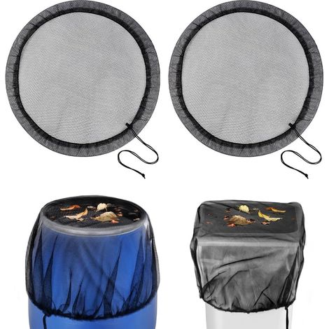 Filet pour Citerne de Pluie, 2pcs Housse pour tonneau de Pluie Ronde, Couverture Baril Réglable avec Cordon de Serrage Contre Les Feuilles, Les moustiques Ø80cm (1/5)