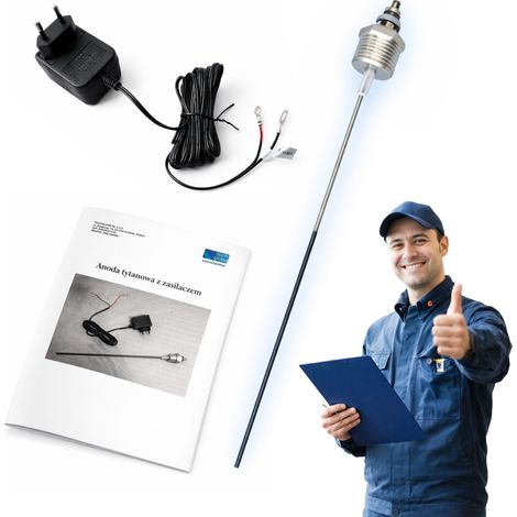 Anode en titane - 220 mm - 5 mA - Protection contre la corrosion - Jusqu'à 250 L (1/5)
