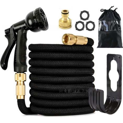 Tuyau d'arrosage Extensible avec 8 Modèles de Pulvérisation Convient aux Robinets de 1/2" et 3/4" Raccords Tuyau flexible et léger pour Jardin, Arrosage, Nettoyage avec Sac de Rangement（30m） (1/5)