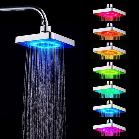 Dailygoody - Hochdruck-Duschkopf - LED-Farbwechsel - Romantisches Erlebnis - Mehrfarbig - Wasserfallfunktion - Geeignet für Badezimmer und Hotel - (1/5)