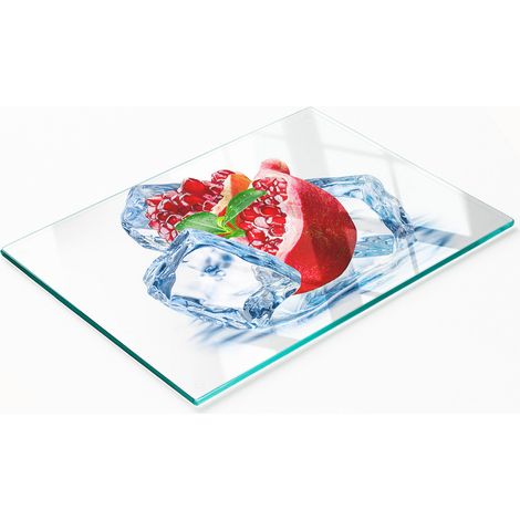 Tabla de vidrio decorativa multifuncional para cocina, granada con hielo, 80x52 cm