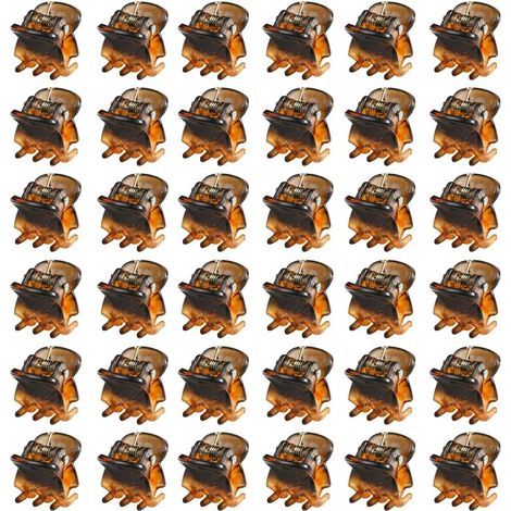 36 Mini Pinces à Cheveux, Petites Pinces Cheveux, Clips à Griffes, Antidérapants, pour Design, Enfants et Adultes (1 cm) (Marron) (1/5)