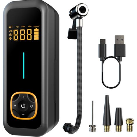 Vylara tragbare Luftpumpe für Autos, mit Digitalanzeige, universell für Fahrräder und Elektroroller (10000 mAh) (1/5)