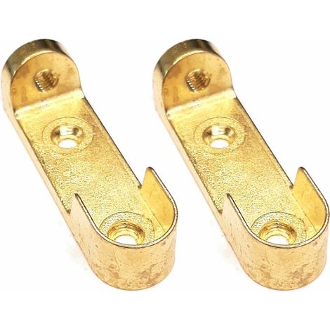 – Support de tringle à rideau universel – Lot de 2 – Couleur laiton doré – Pour tubes ovales et armoires – Fixation 5mm (1/3)