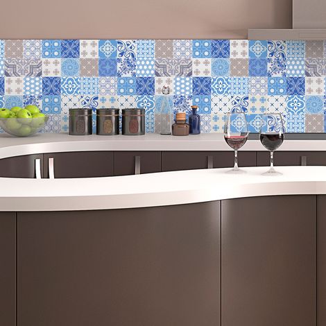 Sticker Mural Carrelage adhésif Cuisine Salle de Bain - 16 STICKERS CARRELAGES AZULEJOS ORNEMENTS ANCIENS BAROQUES - 16stickers10x10cm (1/5)