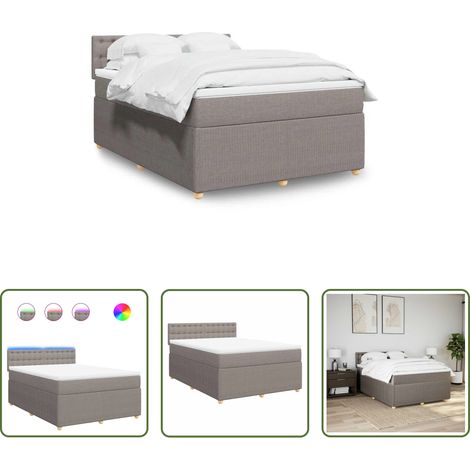 Matelas à ressorts ensachés - Sommier à lattes de lit avec matelas Taupe 160x200 cm Tissu (1/5)