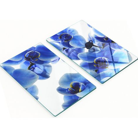 Tablas de cortar decorativas de vidrio templado, color orqu铆dea azul, 2x30x52 cm.