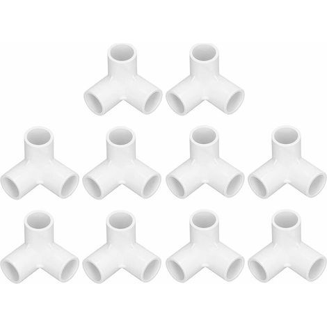 Raccord PVC 3 voies, 10 pièces 3 voies en plastique PVC connecteurs de meubles raccords de tuyauterie 20 mm de diamètre intérieur raccord coude meubles tuyau bricolage accessoires (blanc) (1/5)