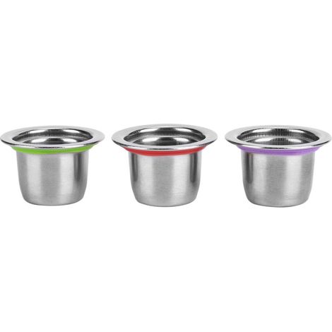 3 pièces/ensemble Capsule de café dosette réutilisable filtre rechargeable en acier inoxydable 30x22x20mm adapté pour Nespresso (1/5)