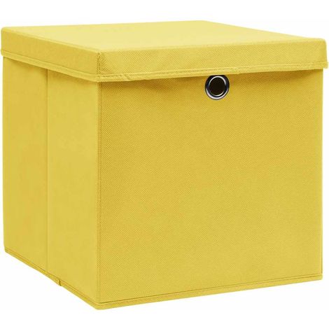 Maison Exclusive - Scatole Portaoggetti con Coperc4pz Gialle 32x32x32cm Tessuto (1/5)