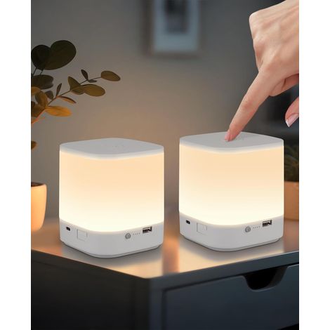 LED Nachttischlampe 2ER Touch Dimmbar:GBLY Tischlampe Akku 1800mAH USB Aufladbar Weiß Nachttischlampe Kabellos mit 3 Farbtemperatur&Timing Funktion Nachtlicht für Schlafzimmer (Weiß, 1800mAH-2ER)