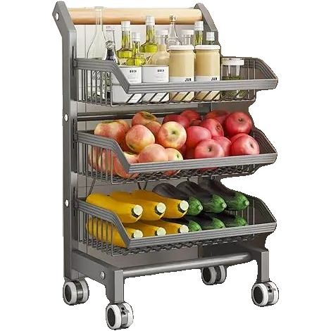 Étagère à légumes, chariot de cuisine roulant, organisateur multi-usages, 3 niveaux (1/2)