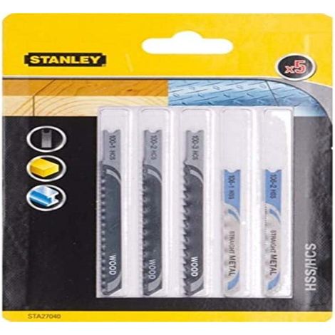 Lames en U pour Scie Sauteuse, Noir, Set de 5 Pièces