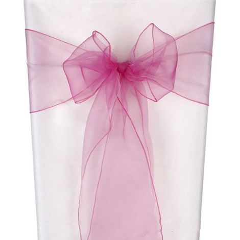Lot de 50 Noeuds de Chaise Organza Décoration Mariage Baptême Fête 18 x 275cm Fuchsia-Ywey (1/2)
