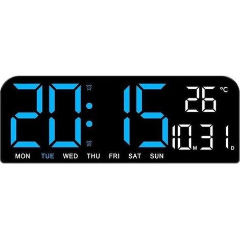 Horloge numérique murale 22,9 cm: affichage température (1/5)