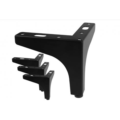 Lot de 4 pieds de meubles de 10 cm (noirs), pieds de canapé, pieds de table en métal, pieds de meuble, adaptés aux canapés, meubles TV, tables basses, armoires et tables de chevet. (1/5)