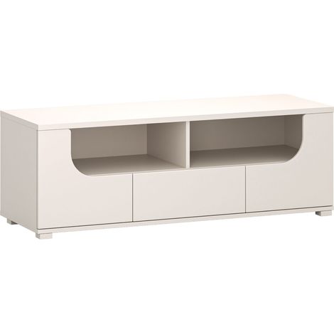 Selsey Valles – Mueble de TV con cajón y compartimentos abiertos, 130 cm, gris cachemira (1/5)