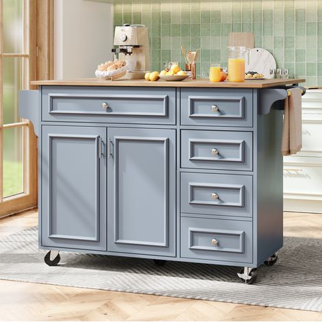 meuble rangement table repas pliante 110 cm MDF bleu OKMYHOME (1/5)