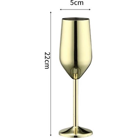 Verre à pied en acier inoxydable 304 (200 ml, doré), idéal pour le vin, les bars, les restaurants et la consommation à domicile.