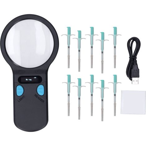 Lecteur de micropuce pour animaux avec écran OLED haute luminosité, scanner de puce électronique portable pour chiens et chats, identification rapide des tags. (1/5)