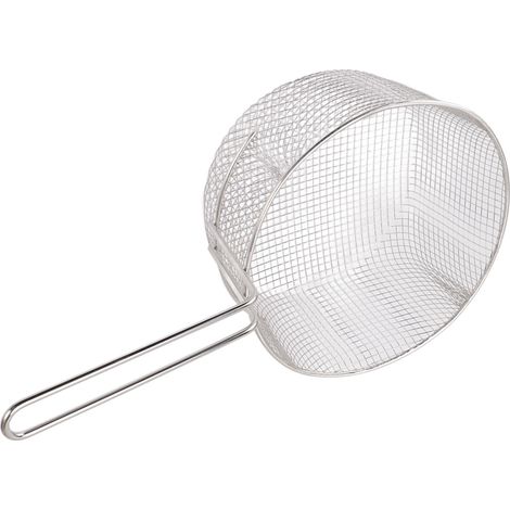 Panier à friture en acier inoxydable à long manche, épuisette réutilisable résistante à la rouille pour poisson et nuggets de poulet, sans caoutchouc (1/5)